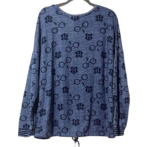 Harry Potter Wizarding World Blue Long Sleeve Tie Hem Top XL Polyester/Spandex - Picture 4 of 9